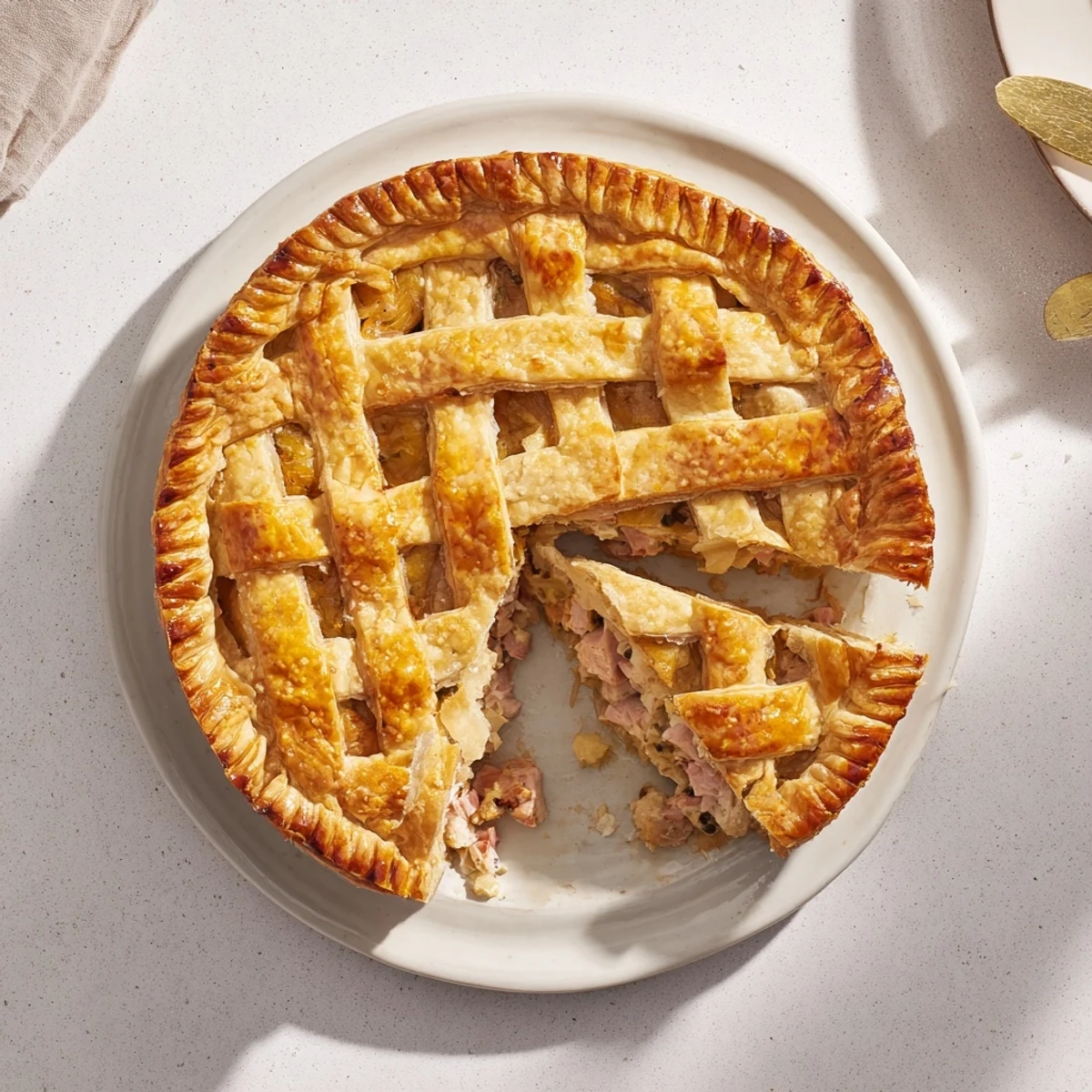 Golden and flaky Savory Spinach and Ricotta Puff Pastry Triangles, ready as a delicious appetizer.
