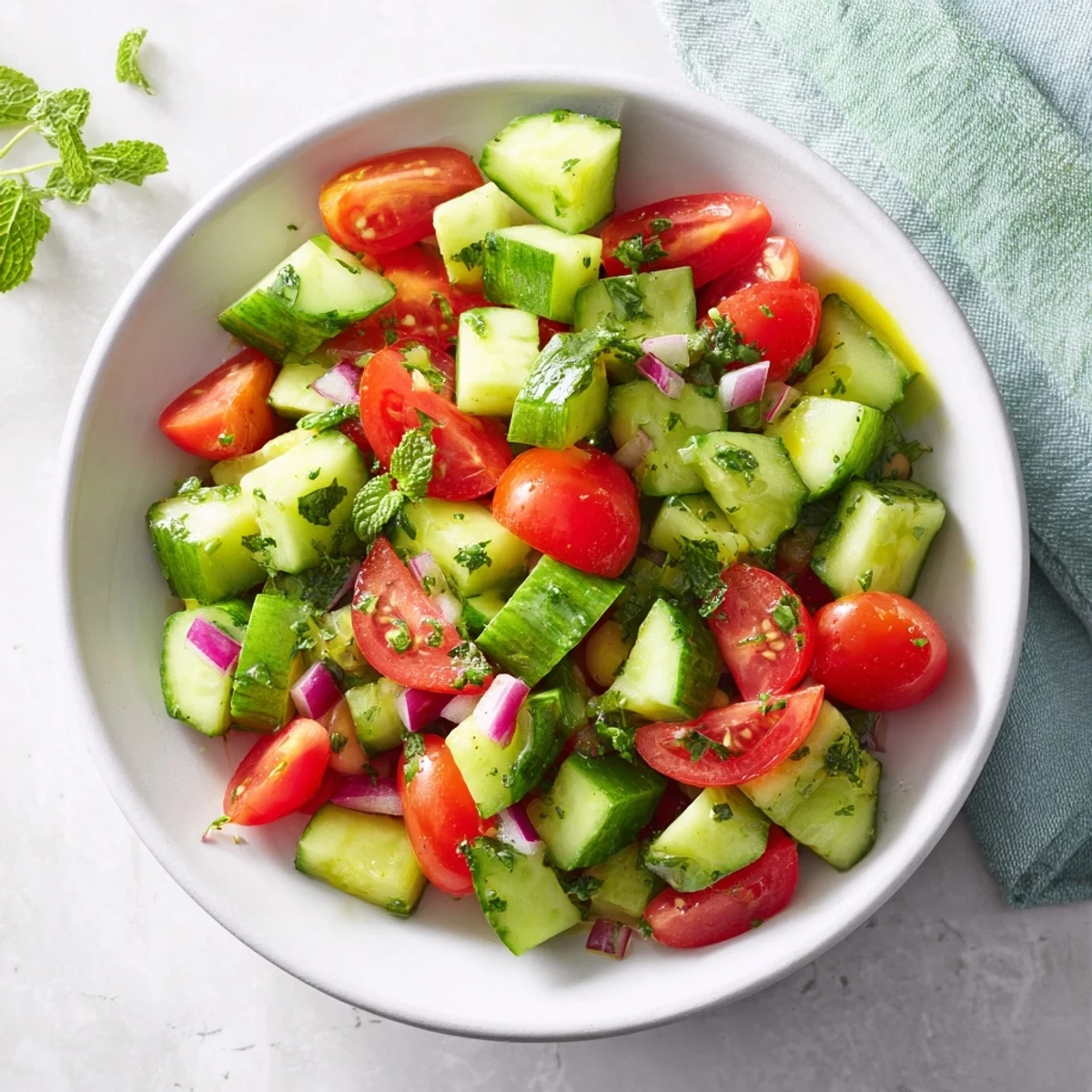 Fresh Cucumber and Chickpea Salad with Lemon Mint: a colorful, chilled salad with bright lemon dressing.