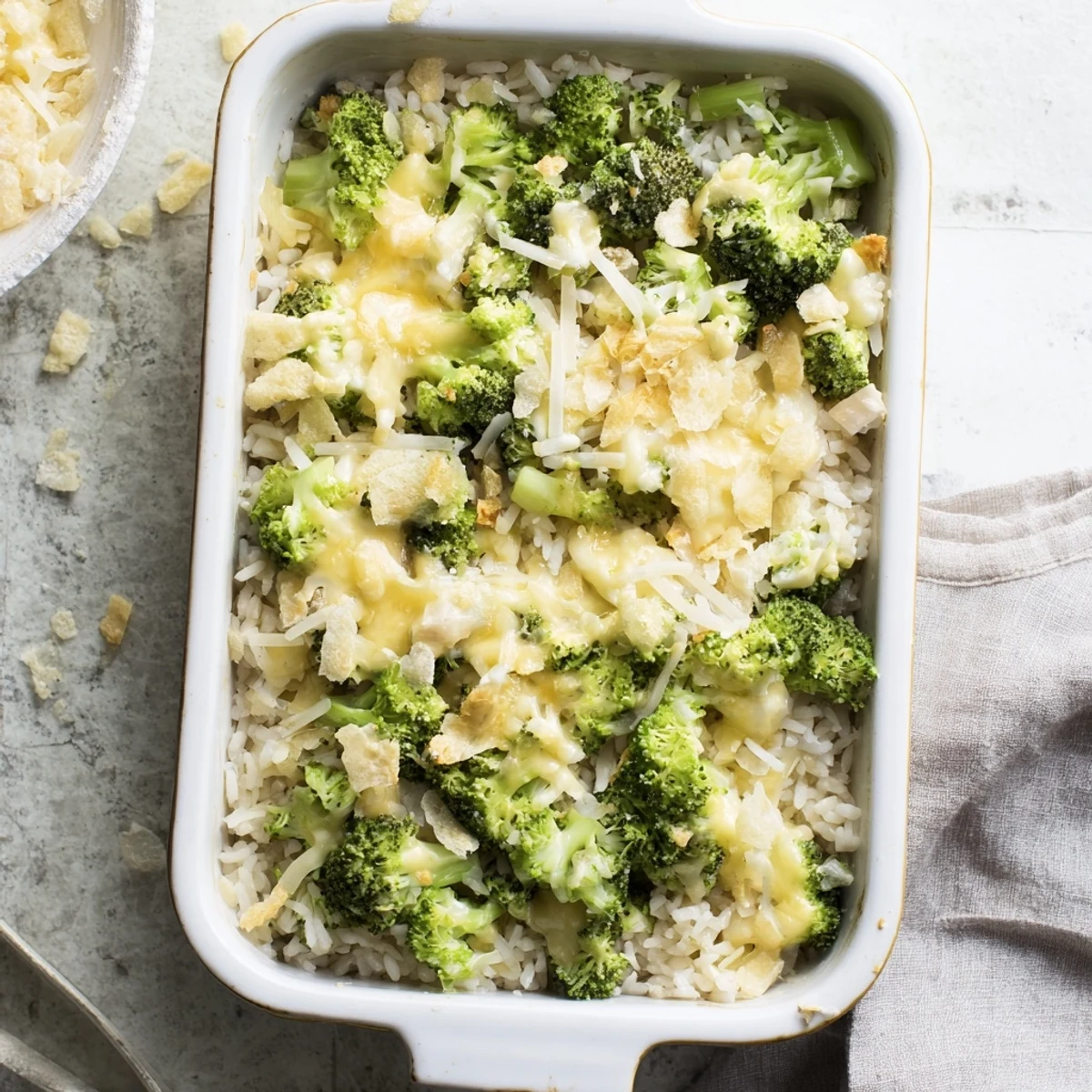 A bubbling casserole: This cheesy broccoli and rice bake features a golden, crispy topping.