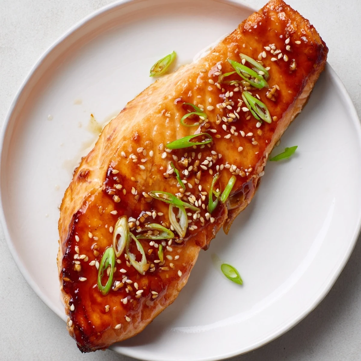 Enjoy the delicious aromas of seared Ginger Soy Glazed Salmon, perfect for a flavorful dinner.