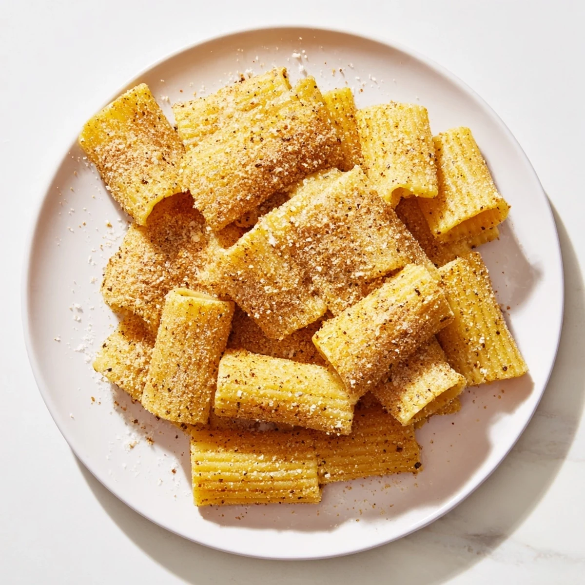 Golden-brown Crunchy Parmesan Pasta Chips, air-fried and ready to be dipped in marinara.