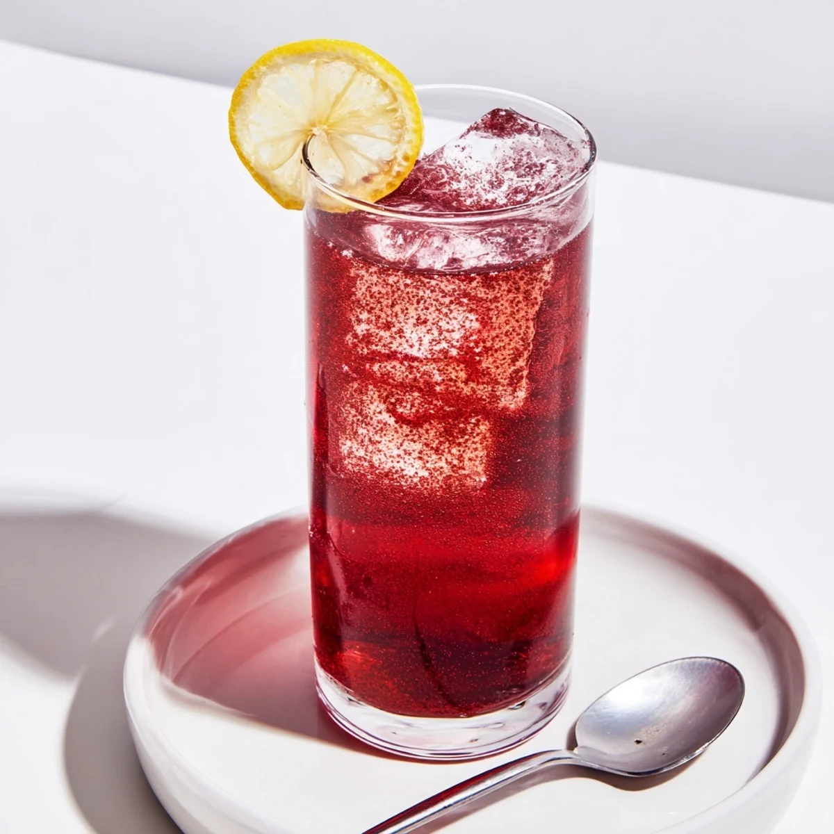 A vibrant glass of Sleepy Girl Mocktail, garnished with lemon, promising relaxation and a good night's sleep.