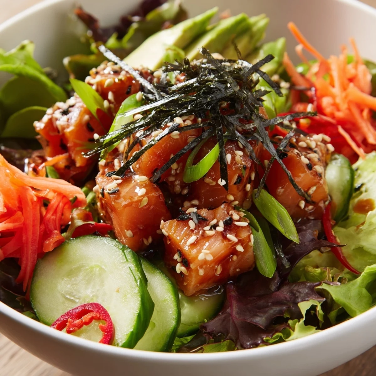 Enjoy a colorful and flavorful serving of Poke Bowl Salad, ready in under 30 minutes!