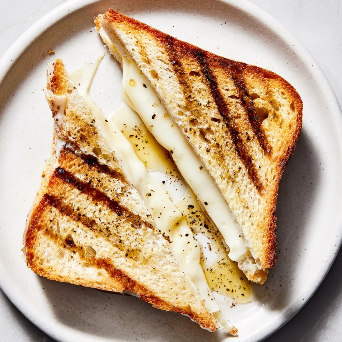 Golden, melty Truffle Oil Grilled Cheese; a simple comfort food elevated with luxurious flavors.