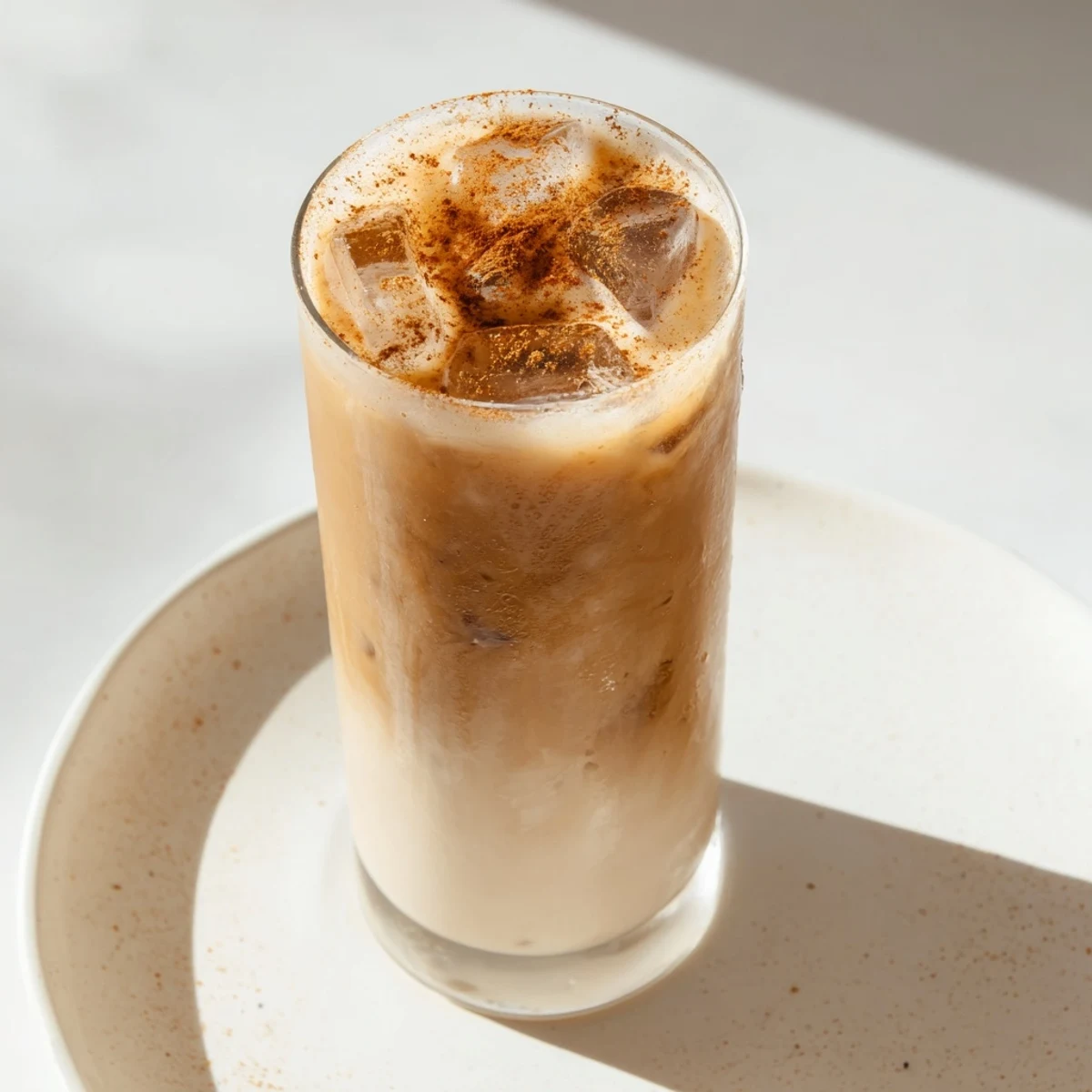 Vanilla-infused Proffee Power Blend, a high-protein beverage garnished with cocoa, ready to enjoy.