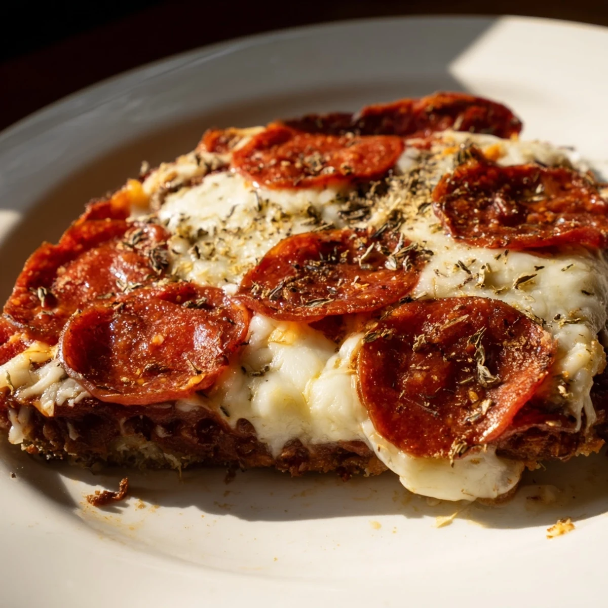 Gooey melted cheese and crispy pepperoni tops this delicious Meat Pizza Pepperoni Stack, ready to enjoy.