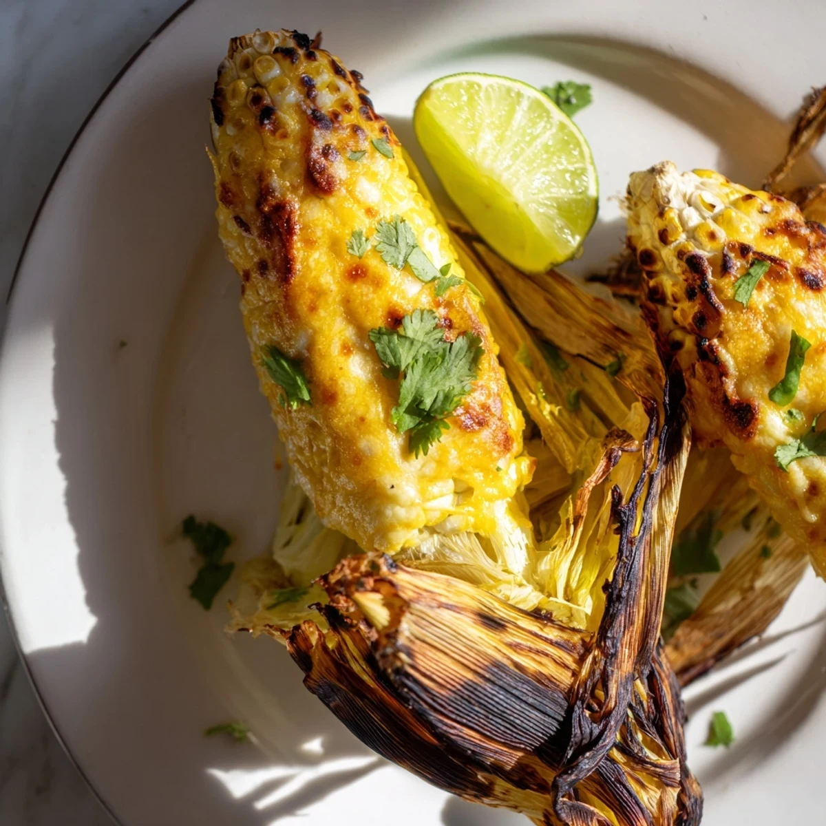 Close-up of crispy Cheesy Corn Ribs topped with bubbly cheese and a sprinkle of smoked paprika.