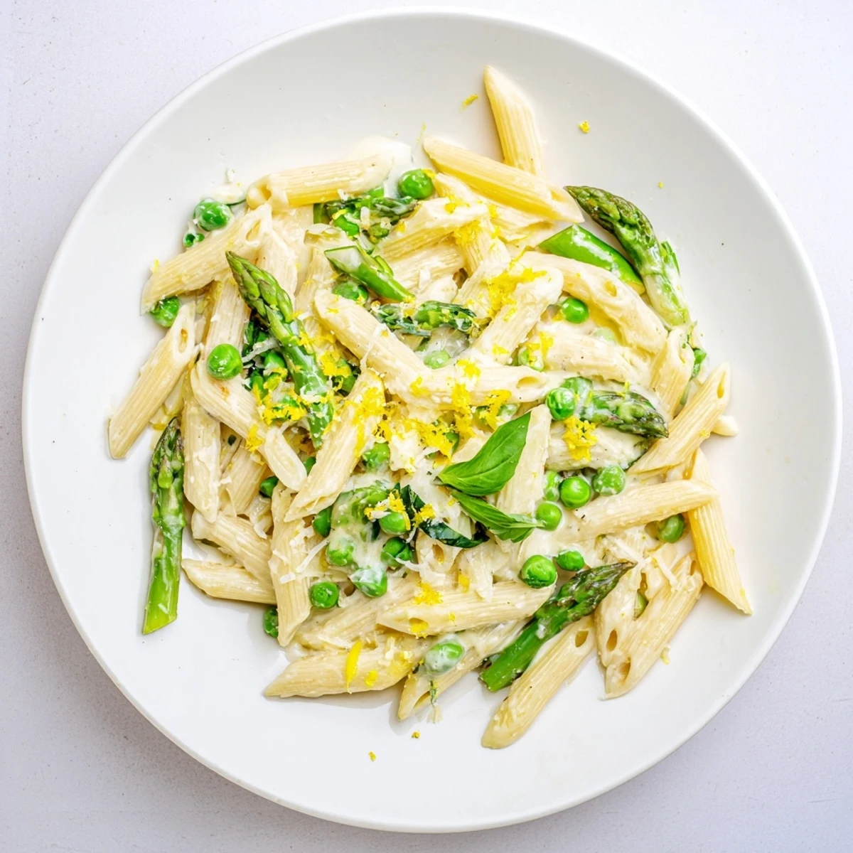 Garlic Parmesan Spring Vegetable Pasta