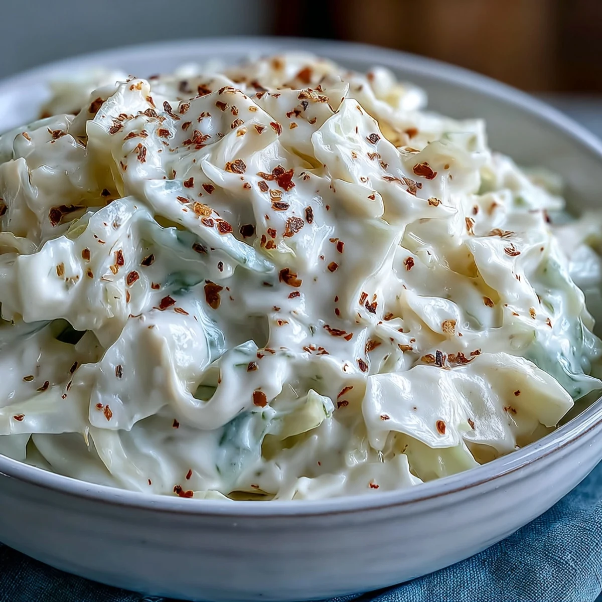 Warm Creamed Cabbage cooked with onions, finished with a light, creamy sauce and fresh herbs for a comforting side dish.