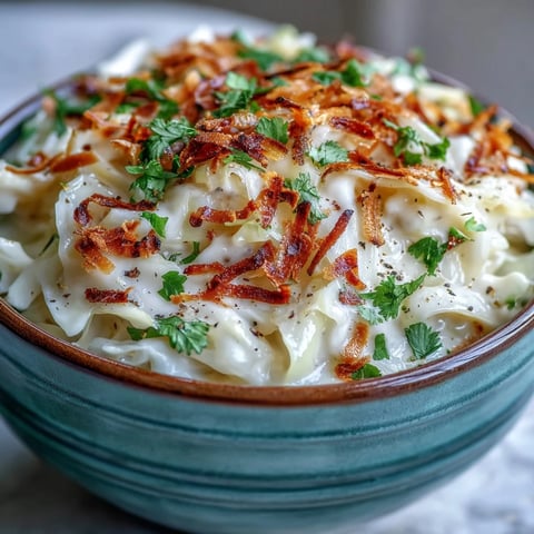 Steamed slices of green cabbage simmered in creamy coconut milk with warm turmeric and cumin, garnished with fresh cilantro for a vegan side dish.  