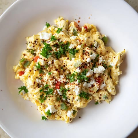 Freshly made Menemen: imagine the aroma of sizzling tomatoes, onions, and eggs, a delicious Turkish breakfast.