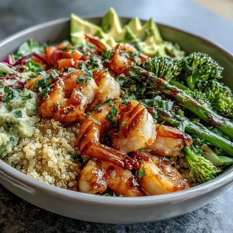 Enjoy this healthy Detox Buddha Bowl with Shrimp, bursting with fresh flavors and textures.