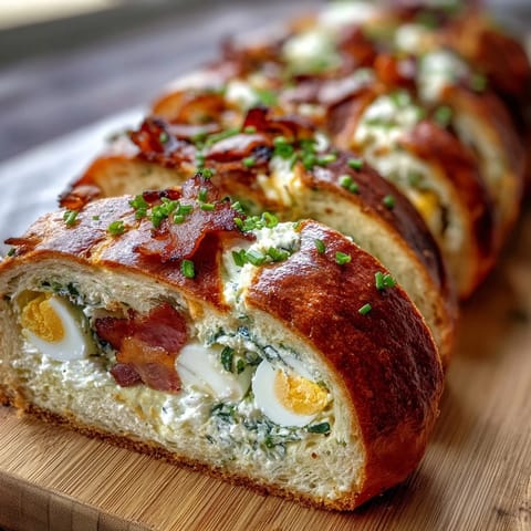 Easter Savory Pie with Hard-Boiled Eggs and Ham in golden puff pastry, sliced to reveal creamy ricotta, spinach, and whole eggs inside.