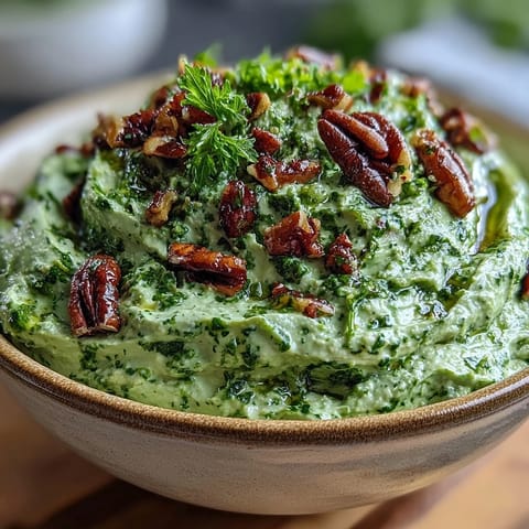 Creamy dandelion pesto with garlic and pine nuts, perfect for pasta or sandwiches, featuring bright green leaves and nutty aroma.