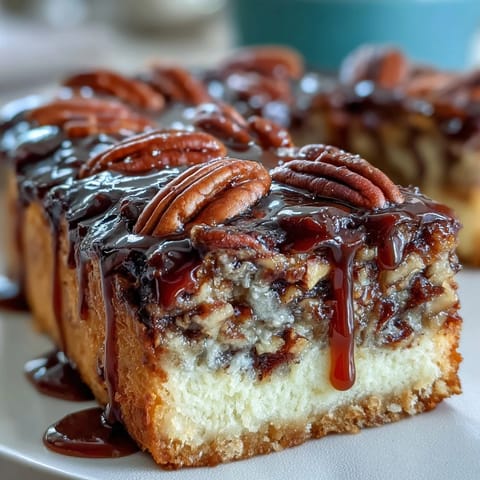 Kentucky Derby Pecan Pie Bars with bourbon glaze, golden crust topped with toasted pecans and drizzled with sweet bourbon icing.  