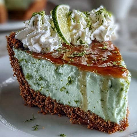 Creamy No-Bake Key Lime Pie, a tangy dessert on a graham cracker base.