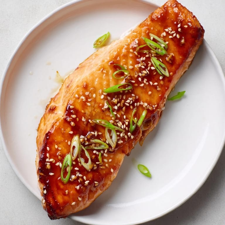 Enjoy the delicious aromas of seared Ginger Soy Glazed Salmon, perfect for a flavorful dinner.