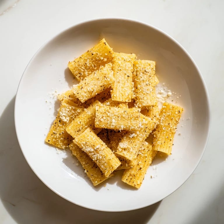 Crispy, cheesy Crunchy Parmesan Pasta Chips: a perfect snack with a delightfully salty, crunchy texture.