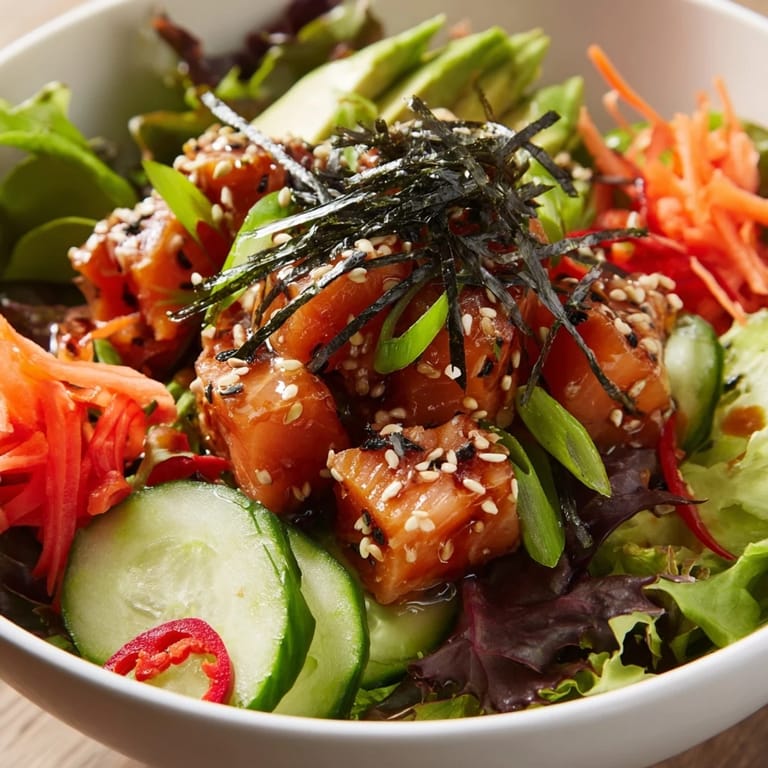 Enjoy a colorful and flavorful serving of Poke Bowl Salad, ready in under 30 minutes!