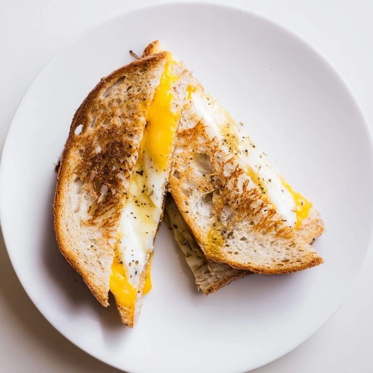 Imagine a close-up of a perfectly cooked Truffle Oil Grilled Cheese, oozing melted cheddar.