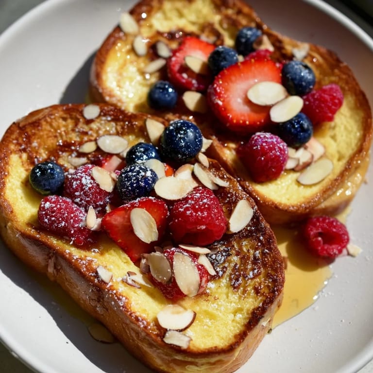 Crispy edges and a soft, custard center: A delicious photo of warm Custard Toast.