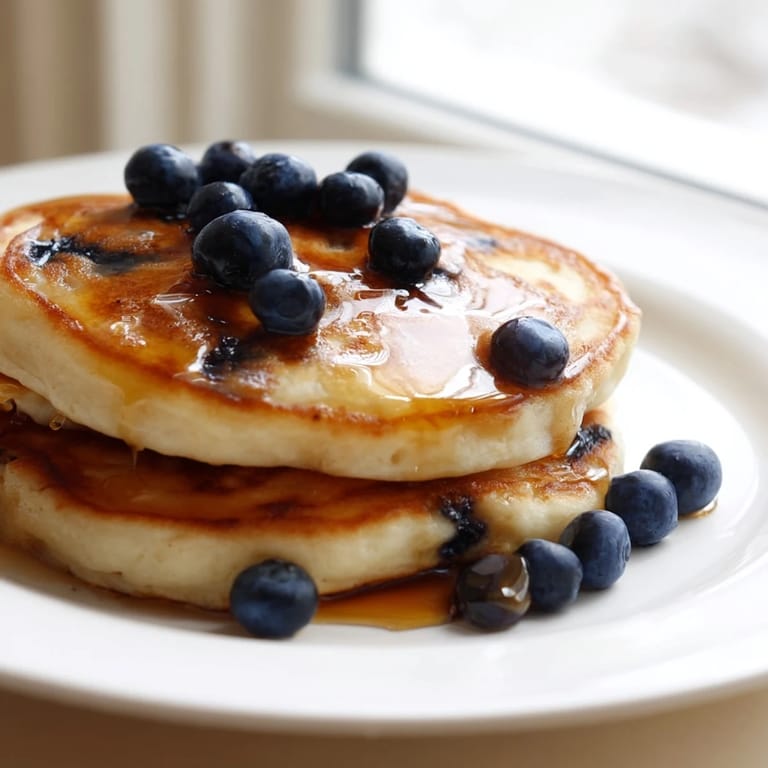 Golden-brown Cottage Cheese Pancakes cooking on a griddle, showing the thick, protein-packed batter bubbling on the surface.