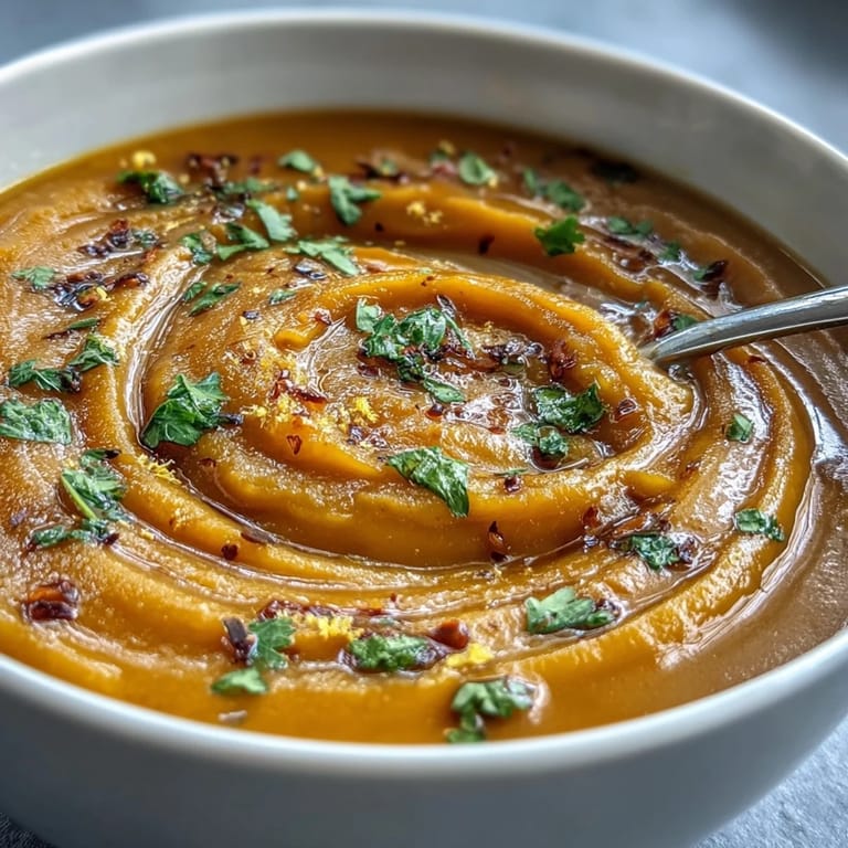 Hearty vegan butternut squash soup, creamy texture, perfect for a cold day.