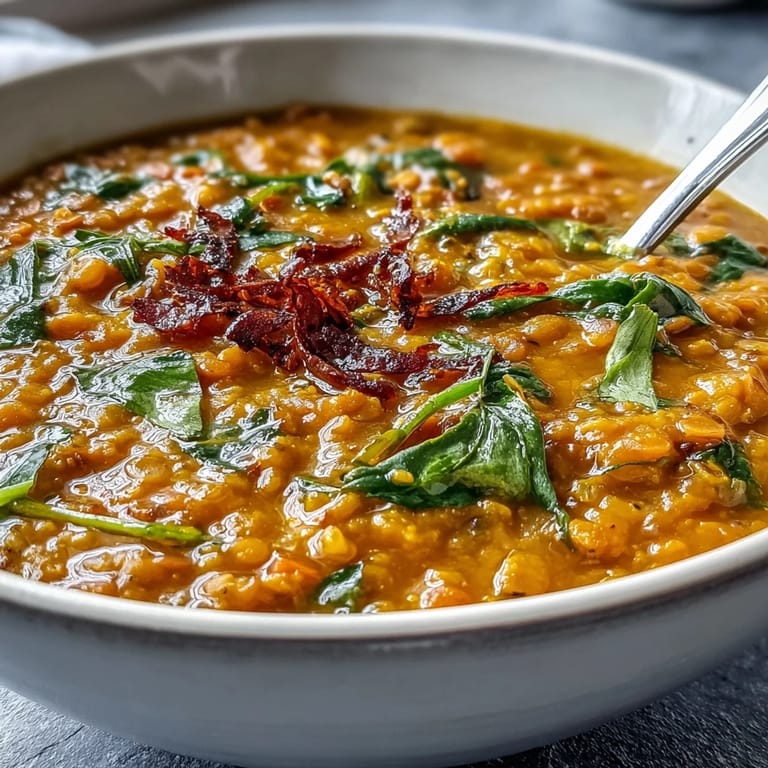 Aromatic red lentil dhal topped with crispy, golden cumin-roasted cauliflower florets.