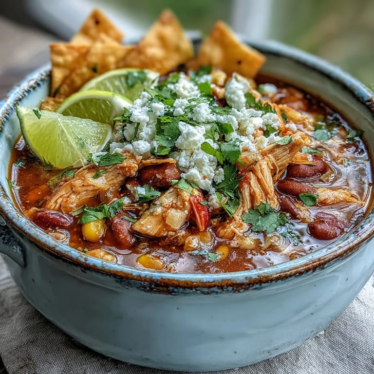 Brighten up your Chicken Tortilla Soup with a squeeze of lime, creamy avocado slices, and a dollop of sour cream.
