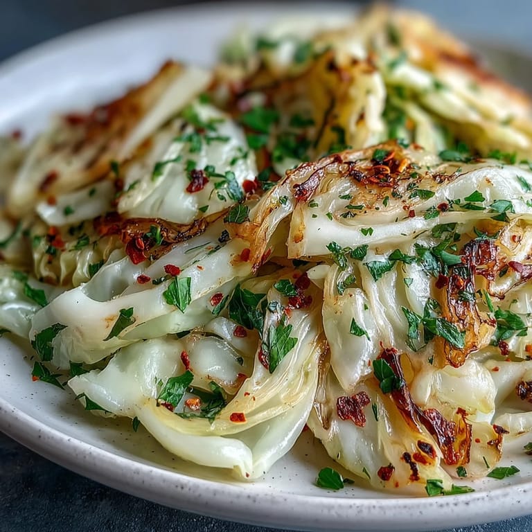 A vibrant pan of Sautéed Cabbage With Garlic and Mediterranean Spices, flecked with paprika and oregano, served steaming with lemon wedges for brightness.
