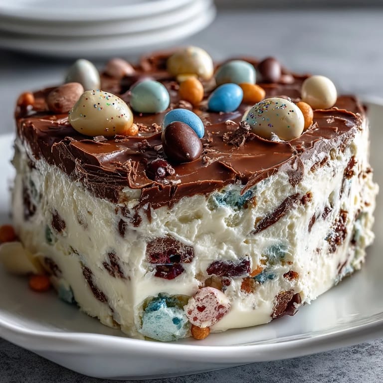 2. Festive Easter treat: colorful Pastel Chocolate Bark with Cadbury Eggs, featuring marbled candy melts, pastel sprinkles, and chopped Cadbury eggs for a crunchy, sweet bite.  