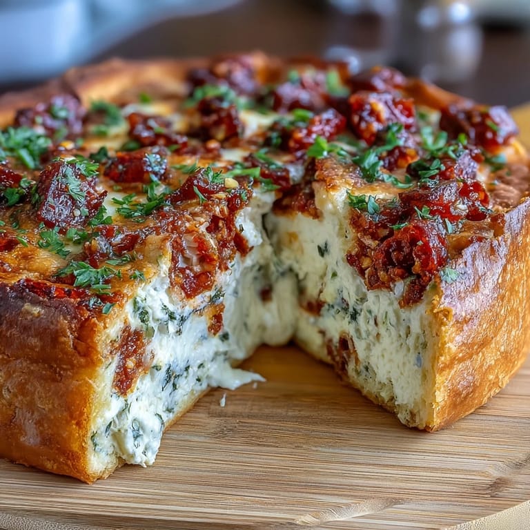 Traditional Italian Easter pie with ricotta, salami, and cheese, baked in a flaky golden crust for a festive centerpiece.  