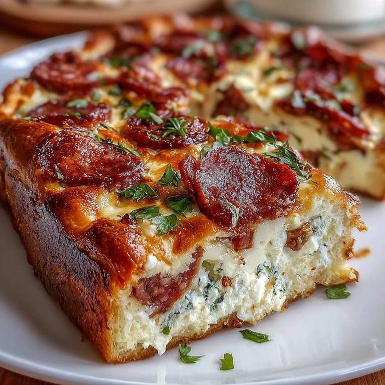 Rich and creamy Italian Easter pie with ricotta, salami, and mozzarella, baked in a golden lattice-topped pastry crust.