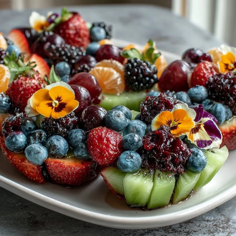 Stunning grad party fruit arrangement with edible blooms, offering a healthy, beautiful centerpiece.