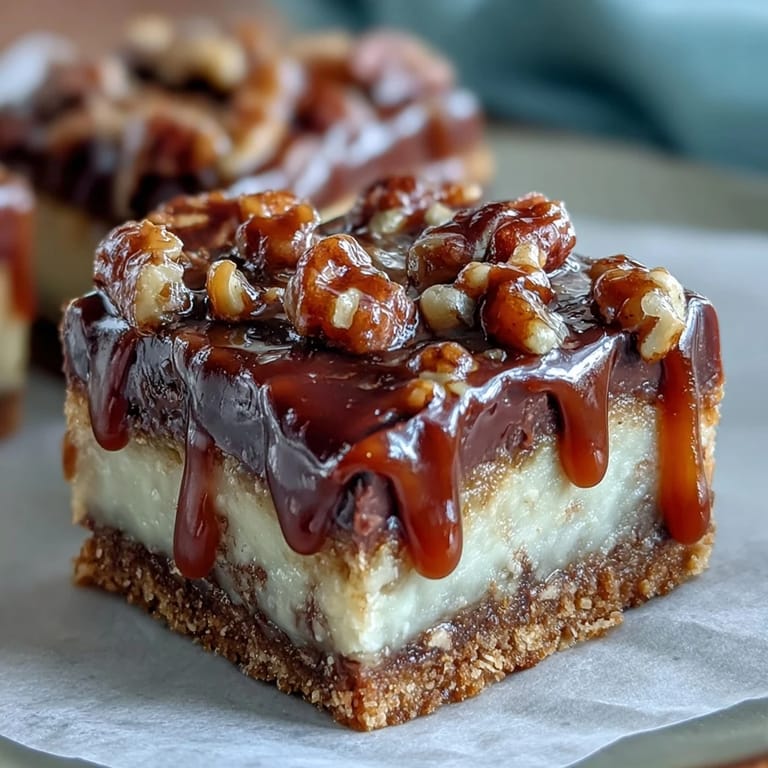 Decadent Kentucky Derby dessert bars with caramelized pecan filling, crisp shortbread base, and a smooth bourbon drizzle.