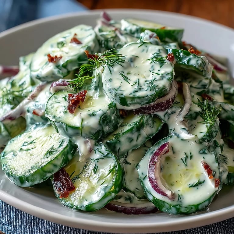 Cool and creamy Cucumber Dill Salad, a light vegetarian side dish with crisp vegetables and tangy sour cream dressing.